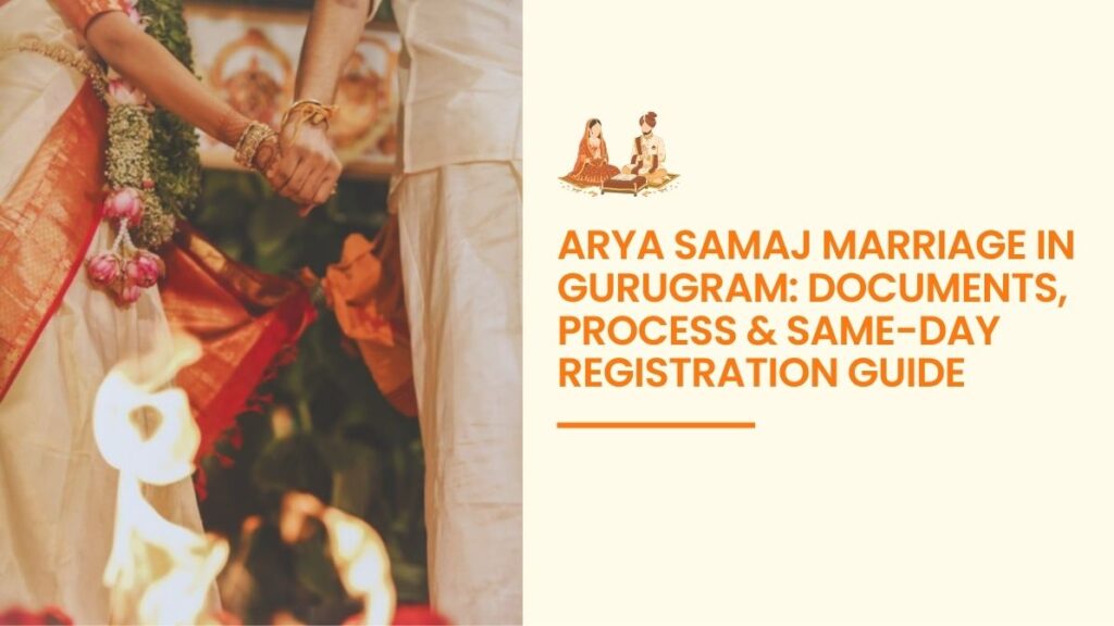 Arya Samaj Marriage in Gurugram ceremony with bride and groom performing havan ritual for same-day marriage registration.